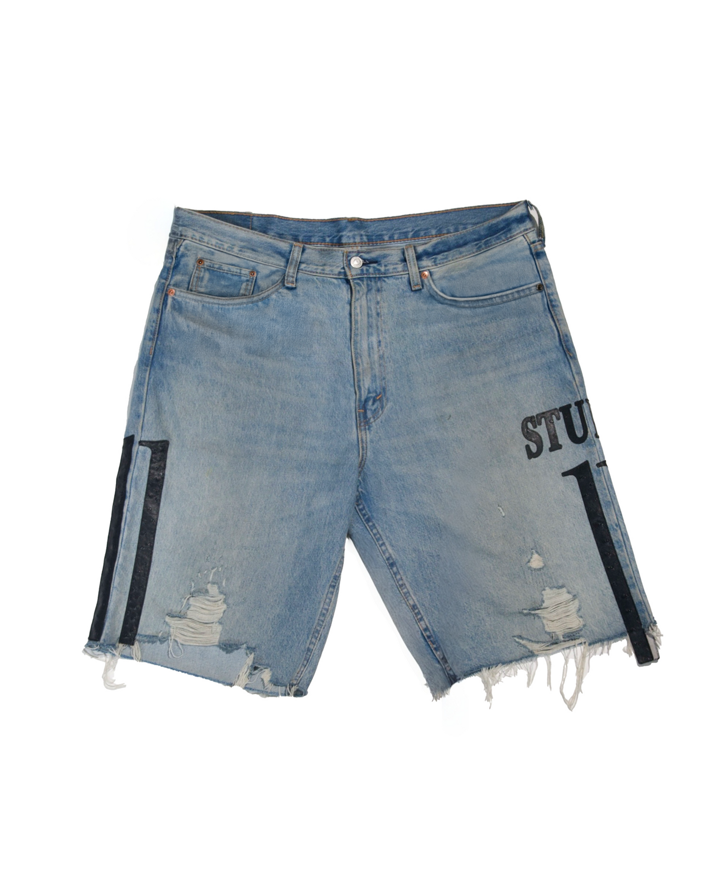 S11 Core Denim Ostrich Leather Shorts